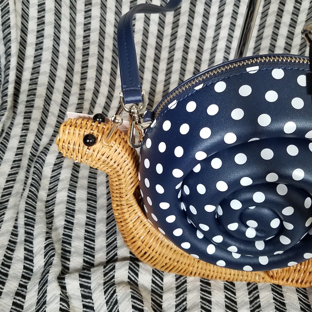 Kate Spade Scarlett Snail Wicker Crossbody Blue - Picture 5 of 11